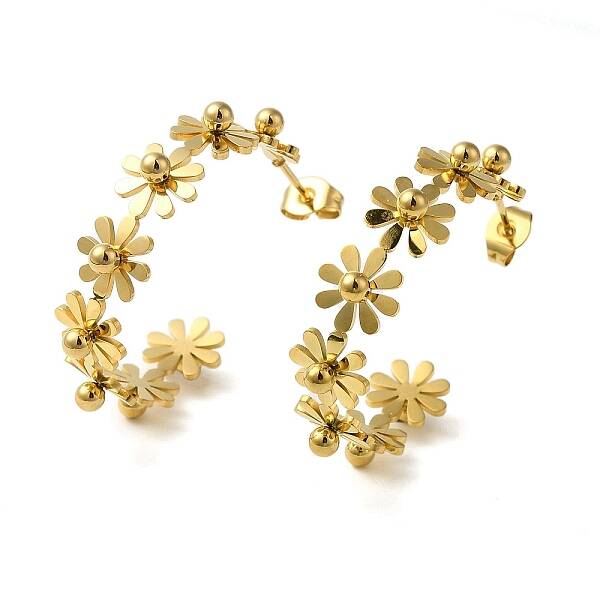 304 Stainless Steel Flower Stud Earrings