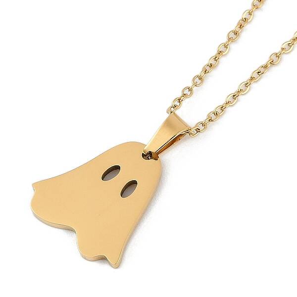 Halloween Series 202 Stainless Steel Cable Chain Ghost Pendant Necklaces