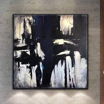 Oversized Canvas Wall Art Painting Black And White Black Art Canvas Original Painting On Canvas | ELEVATED CITY