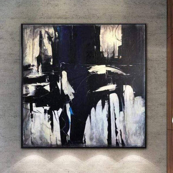 Oversized Canvas Wall Art Painting Black And White Black Art Canvas Original Painting On Canvas | ELEVATED CITY