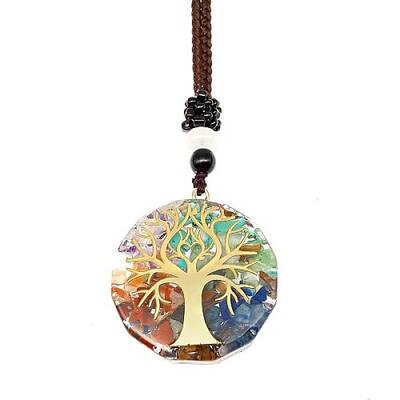 Resin & Natural & Synthetic Mixed Gemstone Pendant Necklaces