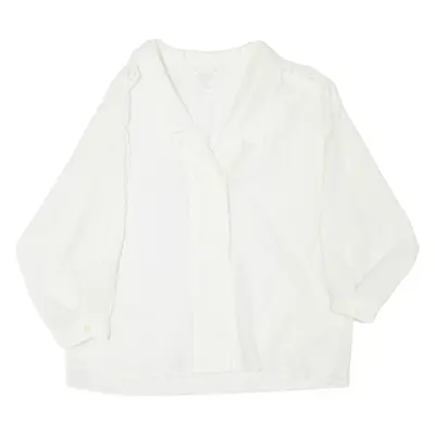 Womens Top White V-Neck Long Sleeve L