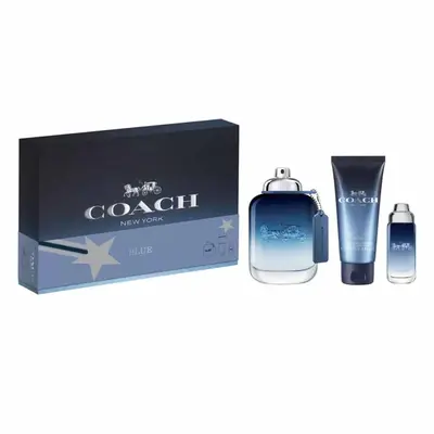 Set Coach: Blue Eau De Toilette per uomo 100 ml + Blue Eau De Toilette per uomo 15 ml + Blue gel doccia Barba e Capelli 100 m...
