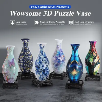 wowsome 3d Puzzle Vase for Adults,Puzzle Planter Pot for Women,3d Art Jar Puzzles for House Flowers Arrangements and Home Dec...