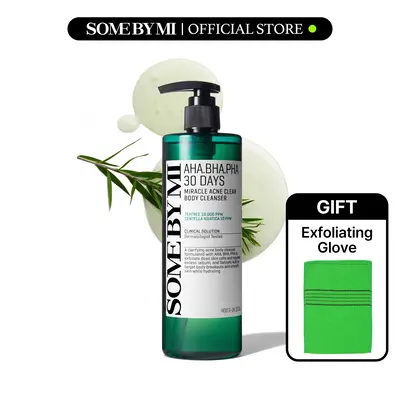 [SOME BY MI] AHA BHA PHA 30 Days Miracle Acne Clear Body Cleanser 13.5oz - Gentle Exfoliating Body Wash for Back Acne Treatme...