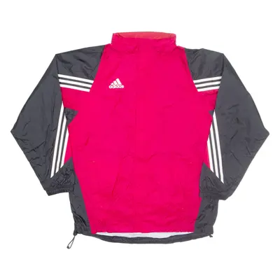 ADIDAS Mens Windbreaker Jacket Red Nylon Hooded L
