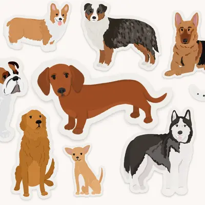 Vinyl Dog Sticker - choose from assorted breeds