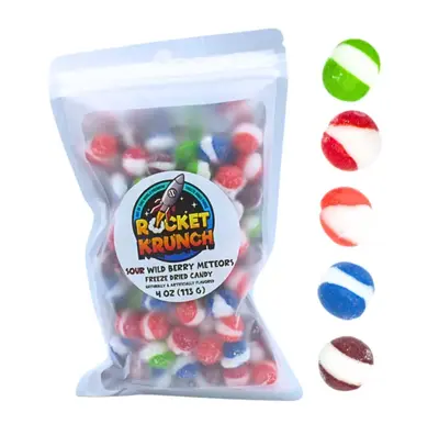 4 oz SOUR Wild Berry Meteors Freeze Dried Candy Tangy, Sweet & Sour Snack Candies Bonbon