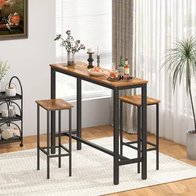 Mr IRONSTONE Bar Table, Pub High Top Rectangular Height Sofa Console Dining Coffee Table, for Narrow Space, Living Room, Stur...