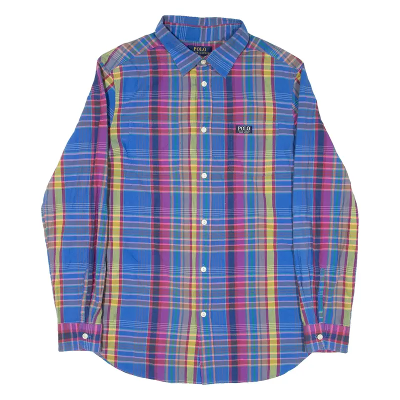 POLO RALPH LAUREN Boys Shirt Blue Check Long Sleeve XL