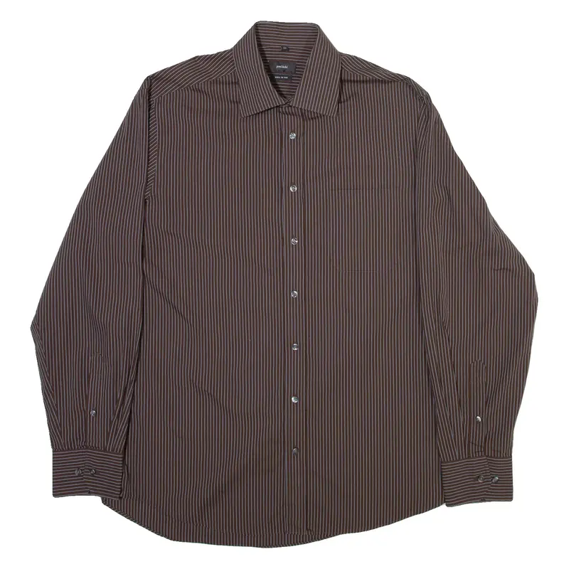 PAUL KEHL Mens Shirt Brown Striped Long Sleeve M