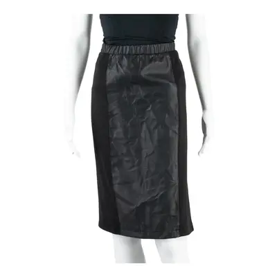 SARA LINDHOLM Faux Leather Two Tone Womens Pencil Skirt Black Midi M