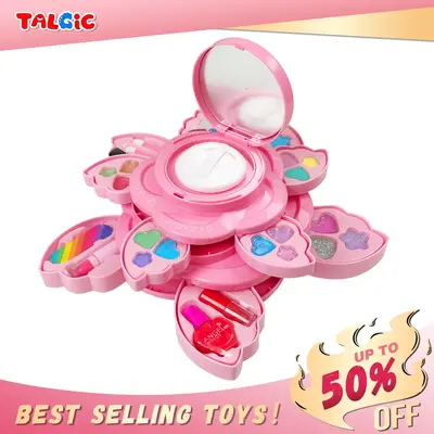 Petal-Shaped Makeup Pretend Play, Princess Cosmetics Toys with Storage Case, Children's Cognitive Toys Makeup Play Kit for Nu...