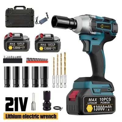 21V Brushless Electric Impact Wrench, 850N.M High Torque Electric Cordless Wrench with 2 Batteries, Heavy Duty Multifuncti...