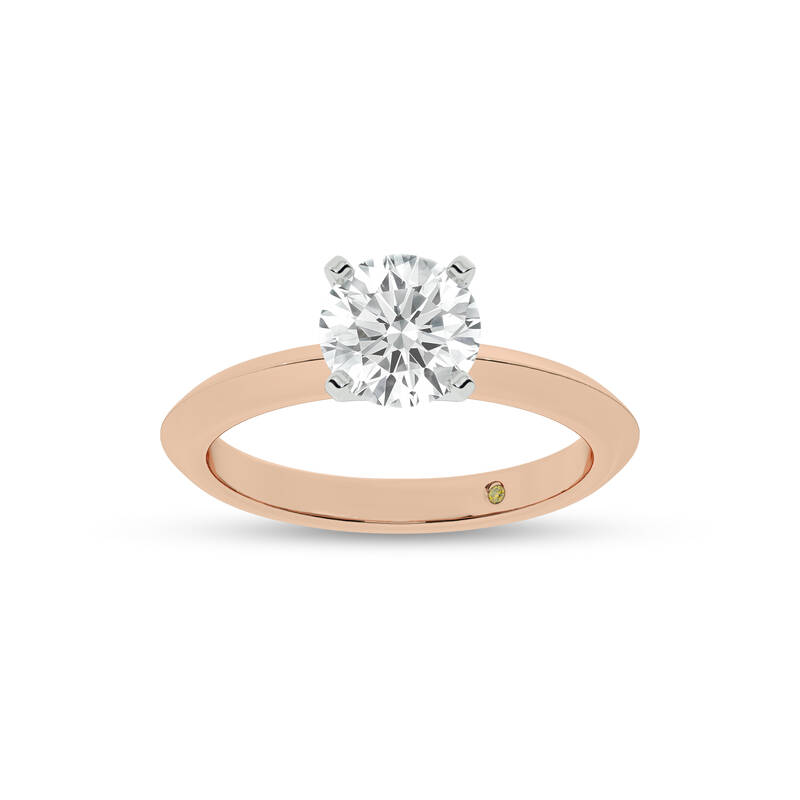 Prism Knife Edged Four Prong Round Lab Grown Solitaire Diamond Ring | 18K Rose Gold 2 1/2 CT. TW.