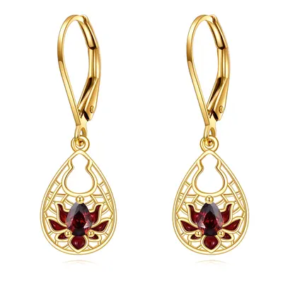 14K Gold Garnet Snowdrop Drop Earrings