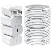 4 Pack 20W PD USB C Wall Charger with 6FT Fast Charging Cable for iPhone 14/14 Pro Max/13/13 Pro/12/12 Pro/11/11 Pro/XS, iPad