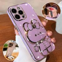 Cartoon Pattern Phone Case with Hidden Makeup Mirror, 1 Count 360 Degree Rotatable Phone Protective Cover, Phone Accessories ...