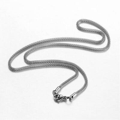 Non-Tarnish 201 Stainless Steel Mesh Chain Necklaces