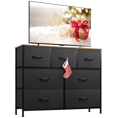 WLIVE 7-Drawer Fabric Dresser | Steel Frame Storage Organization / Wood Top | Chest of Drawers for Bedroom, Closet, or TV Sta...