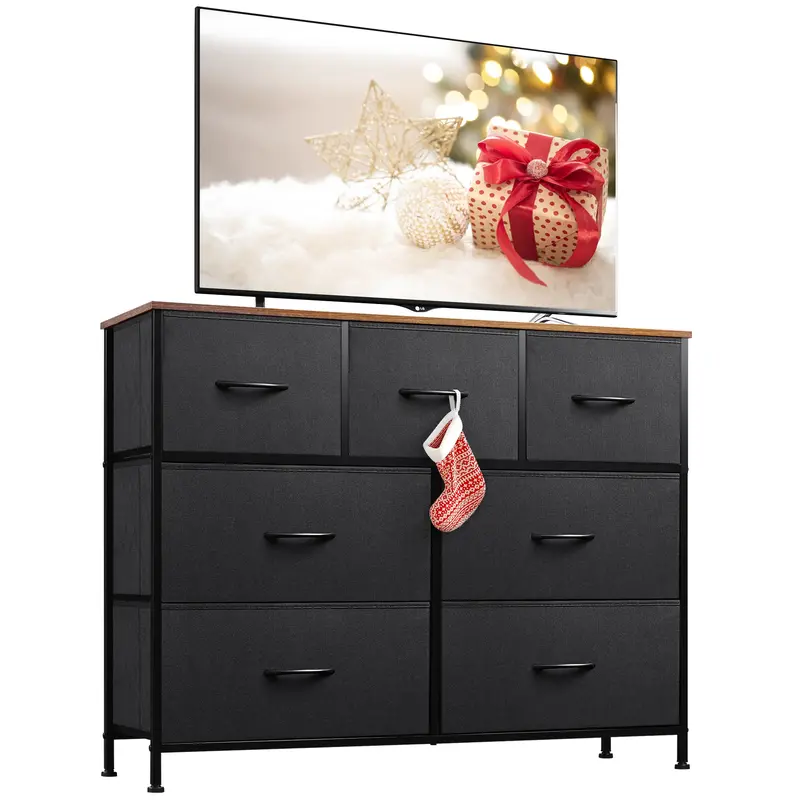 WLIVE 7-Drawer Fabric Dresser | Steel Frame Storage Organization / Wood Top | Chest of Drawers for Bedroom, Closet, or TV Sta...