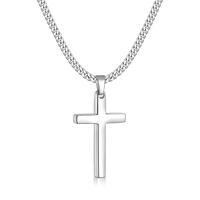 【Men Gifts】Cross Necklace for Men, Silver Tone/Gold Plated Mens Cross Necklaces with 3.5mm Cuban Chain 18-26 Inch