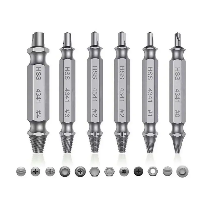 Damaged Screw Extractor Set,Easy Out Bolt Extractor,Stripped Broken Screw Remover,Double Head Extraction Design Extractor Hea...