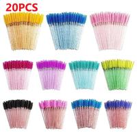Disposable Eyelash Brush, 20pcs/set Crystal Handle Eyelash Spoolie Brush, Portable Eyelash Brush, Professional Makeup Tools f...