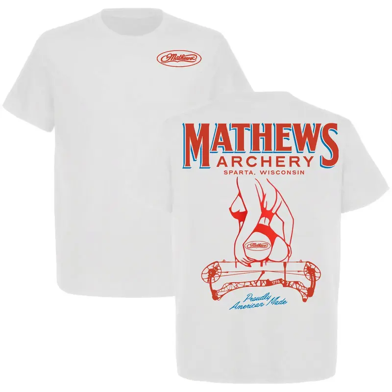 2025 Mathews Archery Sexy Girl Proudly American Made T-shirt, Archery Tactical Gear, Unisex Short Sleeve Casual 100% Cotton, ...