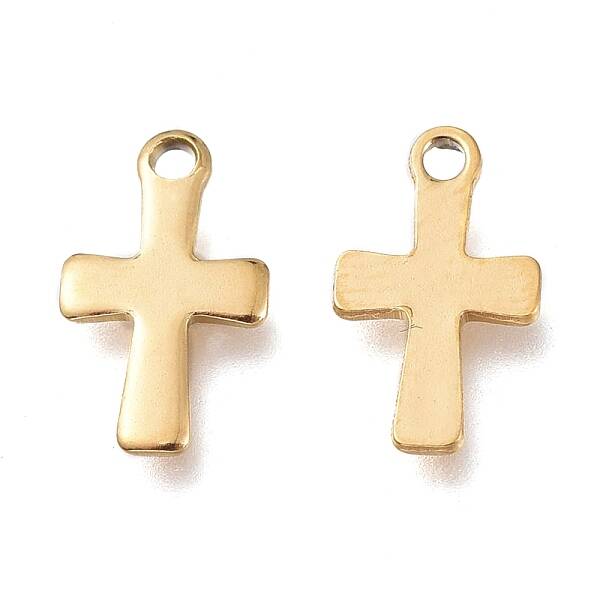 Ion Plating(IP) 304 Stainless Steel Tiny Cross Charms