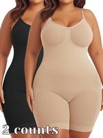 【Plus Size】 Solid Color Shapewear Bodysuit, Tummy Control Butt Lifting Shaper Romper, Highwaist Girdle, Seamless Thigh S...