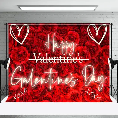 Aperturee Romantic Red Rose Gold Happy Galentines Day Backdrop | Valentine Photo Backdrop | Happy Valentines Day Banner | Val...