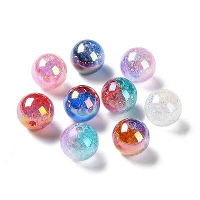 UV Plating Transparent Crackle Acrylic Beads