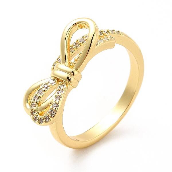 Clear Cubic Zirconia Bowknot Open Cuff Ring
