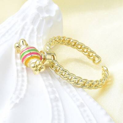 Brass Enamel Open Cuff Rings for Women