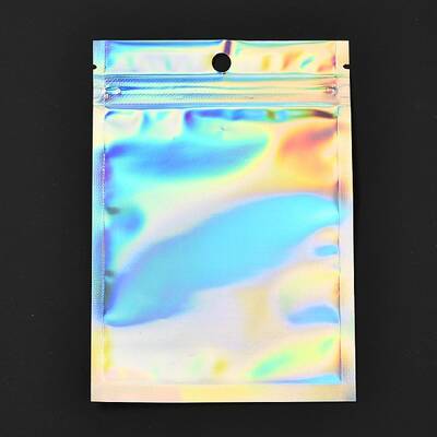 Rectangle Zip Lock Plastic Glitter Holographic Bags