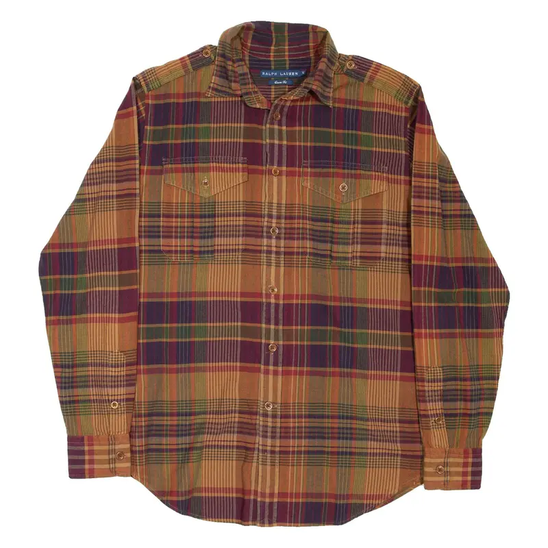 RALPH LAUREN Womens Shirt Orange Check Long Sleeve M