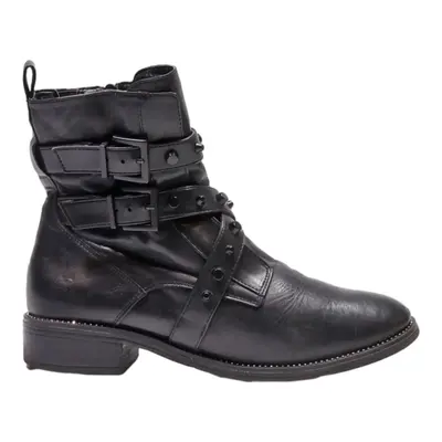 TAMARIS Ankle Boots Black Leather Womens UK 6