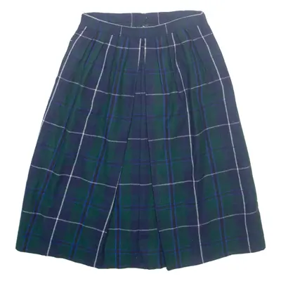 Womens A-Line Skirt Green Midi Check XS