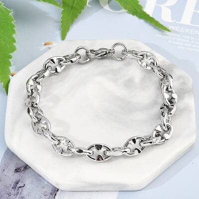 304 Stainless Steel Oval Link Chain Bracelets for Women Men