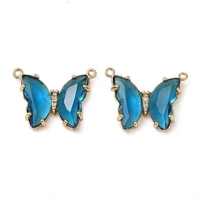 Brass Pave Faceted Glass Connector Charms