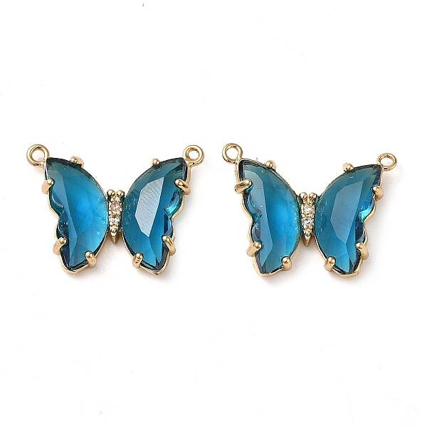 Brass Pave Faceted Glass Connector Charms