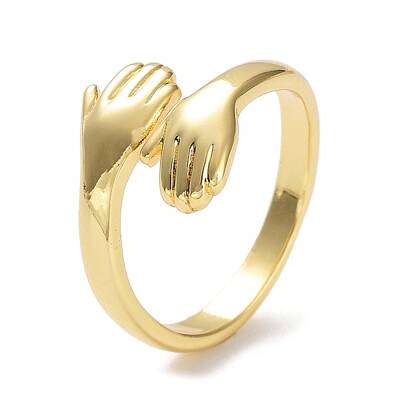 Hands Hug Rack Plating Brass Open Cuff Ring