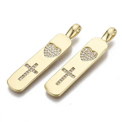 Brass Micro Pave Clear Cubic Zirconia Pendants