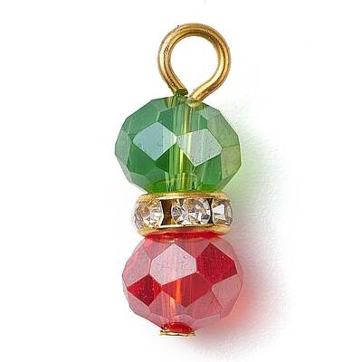 Brass Rhinestone & Glass Pendants