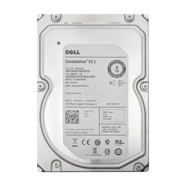 091K8T Dell 3TB 6Gb/s SAS 7200 3.5-Inch Hard Drive