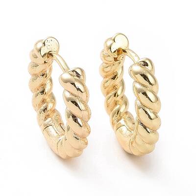 Brass Twist Rope Hoop Earrings for Women
