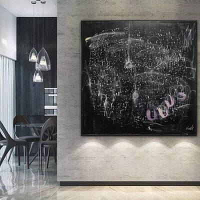 Large Original Paintings On Canvas Modern Black Wall Art Pink Art Unique Contemporary Wall Decor | A HANDFUL OF STARS