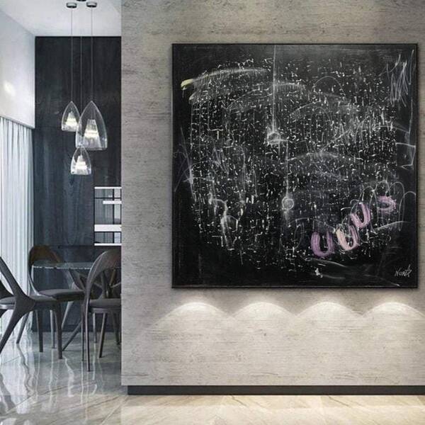 Large Original Paintings On Canvas Modern Black Wall Art Pink Art Unique Contemporary Wall Decor | A HANDFUL OF STARS