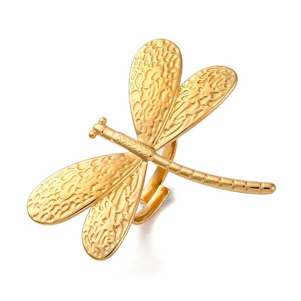 Ion Plating(IP) 304 Stainless Steel Dragonfly Open Cuff Rings